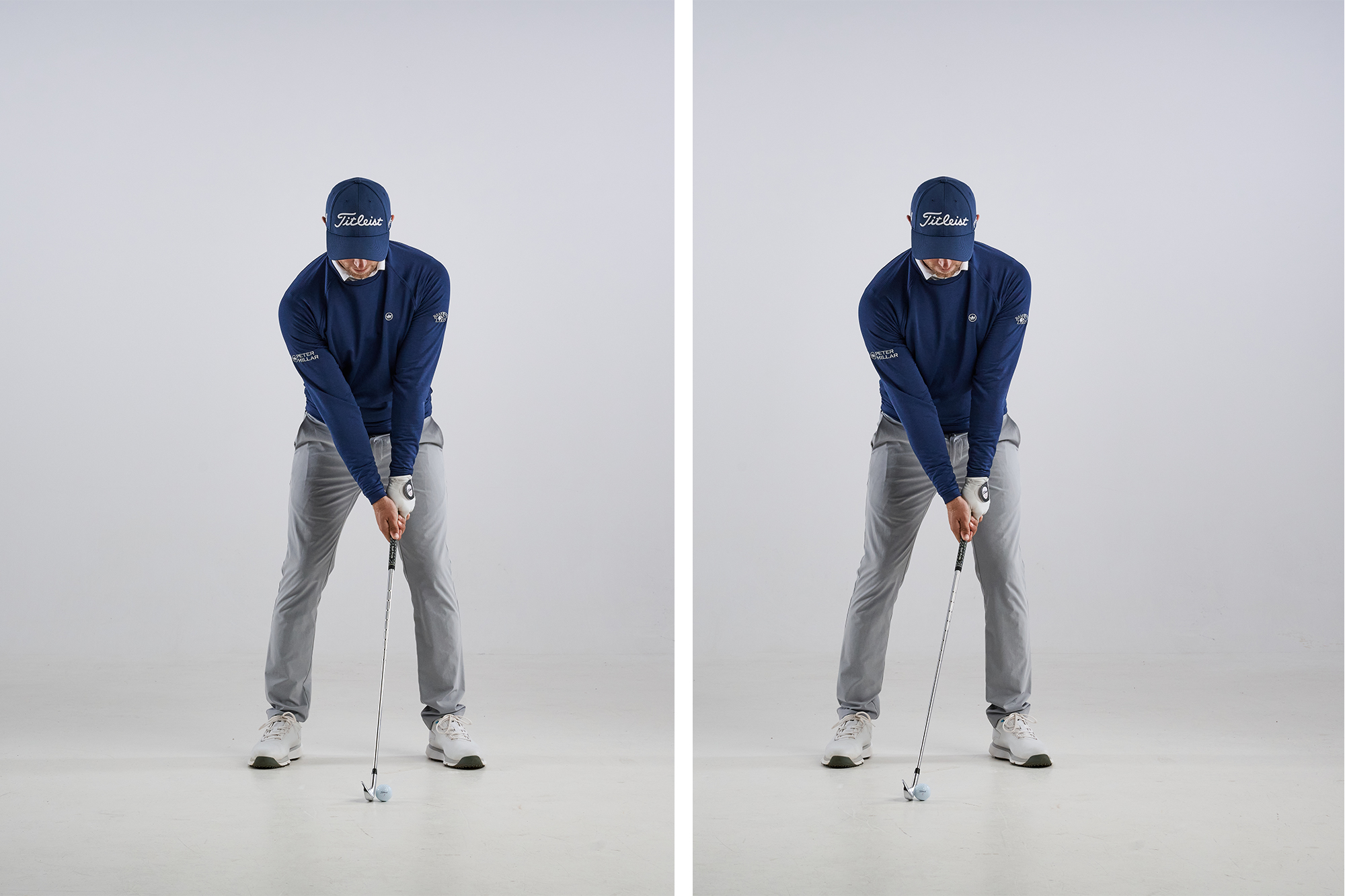 Alex Buckner with ball position backwards and forwards in stance