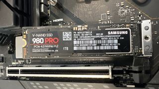 A Samsung 980 Pro inserted into a motherboard