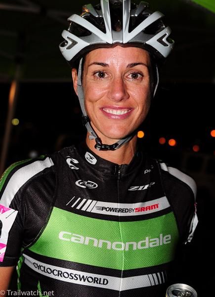 Nicole Duke wearing her Cannondale kit for the first time.