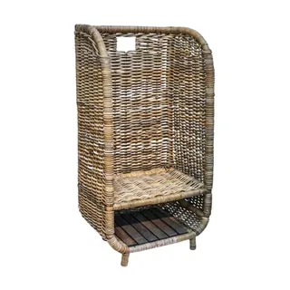 wicker log basket with kindling compartment