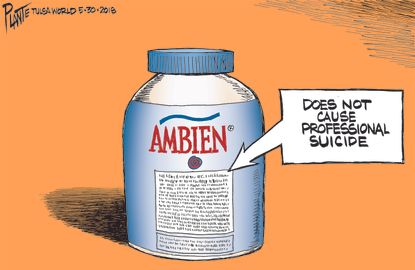 Editorial cartoon U.S. Roseanne Ambien professional suicide racist tweets
