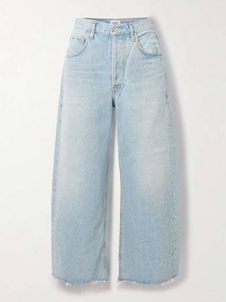 Ayla Cropped Frayed High-Rise Wide-Leg Jeans