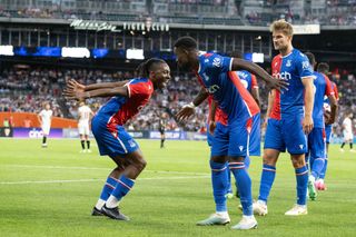 Crystal Palace season preview 2023/24 Eberechi Eze and Marc Guehi of Crystal Palace celebrate after a goal during the match between Crystal Palace and Sevilla at Comerica Park on July 30, 2023 in Detroit, Michigan. (Photo by Sebastian Frej/MB Media/Getty Images)