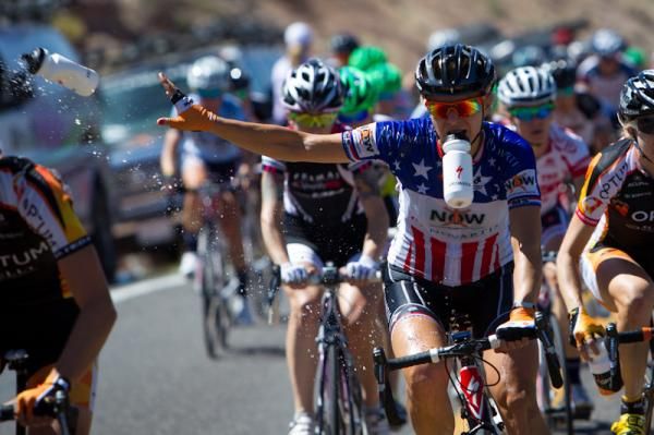 Robin Farina (NOW) grabs a water bottle.