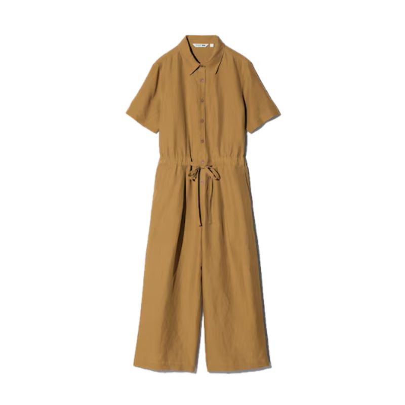 Uniqlo, Linen Blend Jumpsuit in Brown