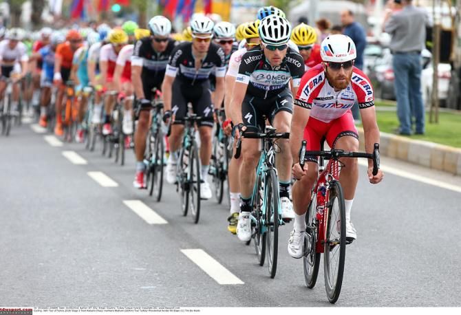 Team Katusha at the front