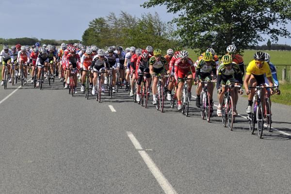 The peloton led by Jack Bauer of Share the Road keeps the break in check