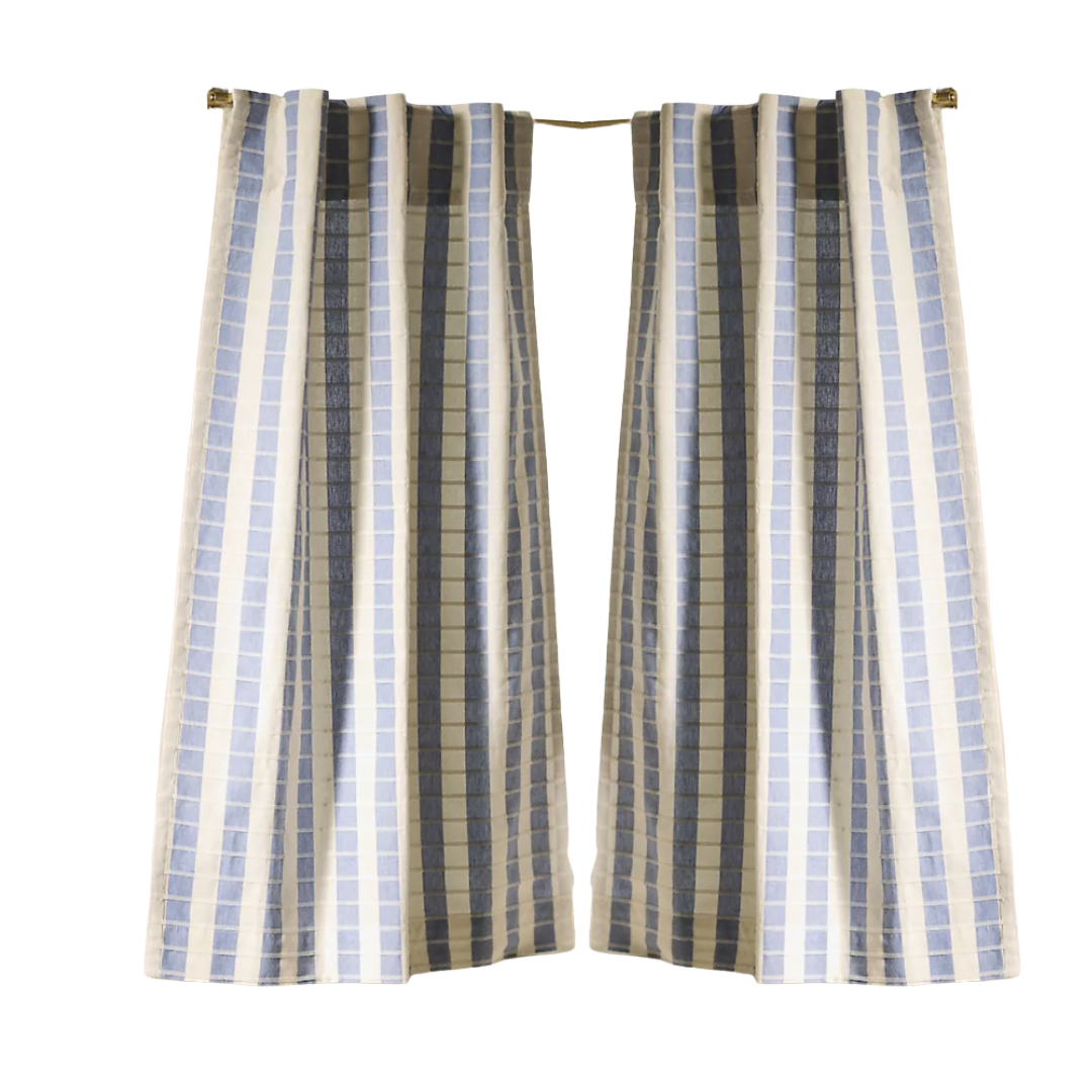 Anthropologie, Cotton Woven Stripe Caf&amp;eacute; Curtains, Set of 2