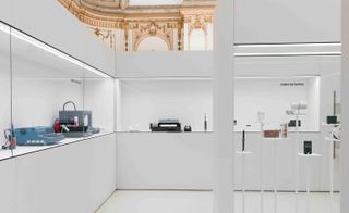 White room with Cooper Hewitt products on display