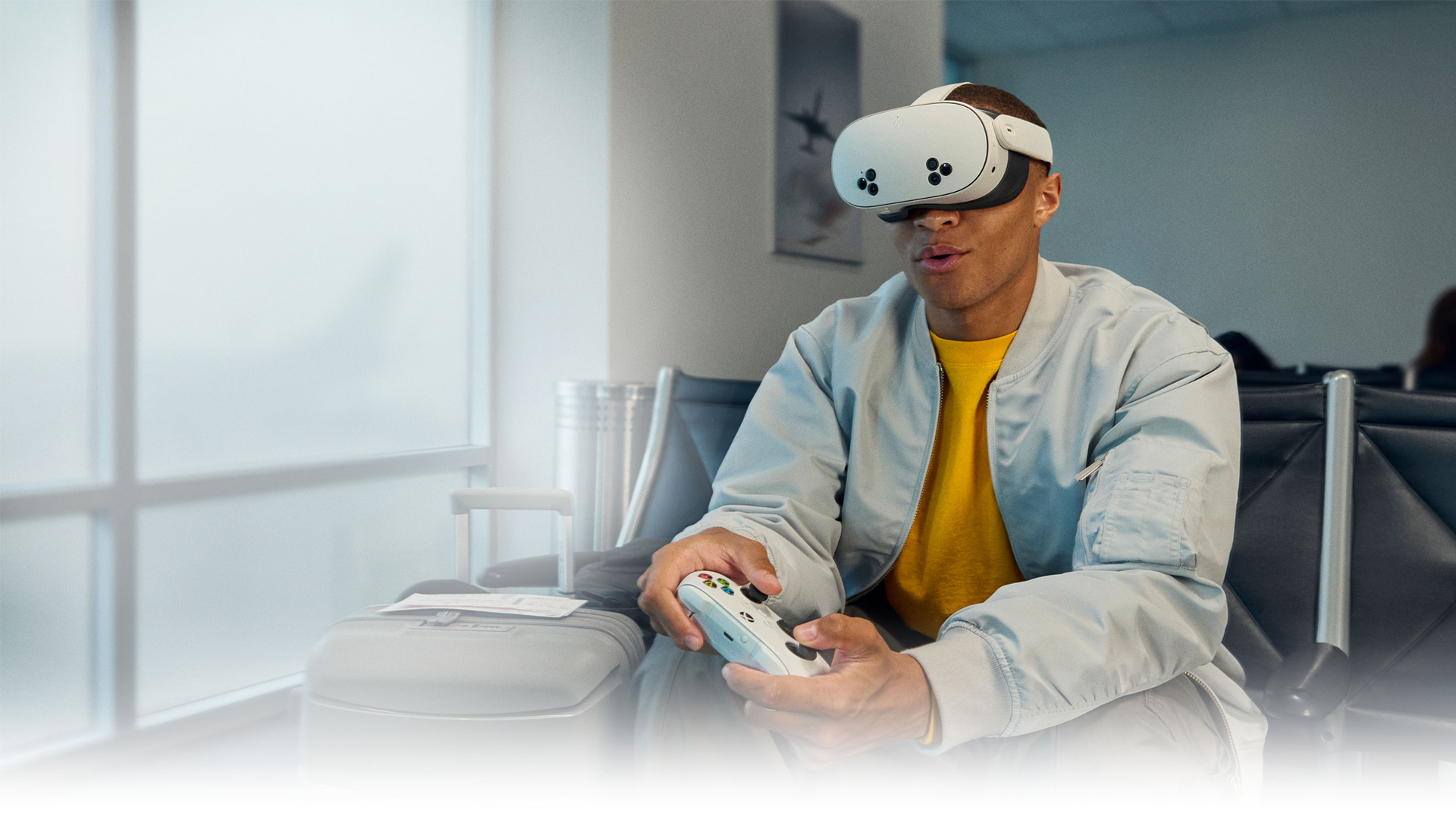 Meta Quest 3S in use with a player holding an Xbox controller