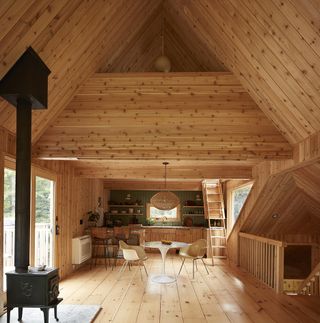 timber interior of Antler House by Andrew Geller