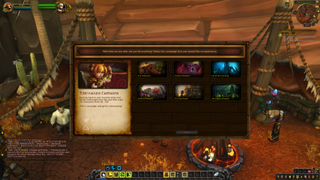 World of Warcraft's expansion selection screen
