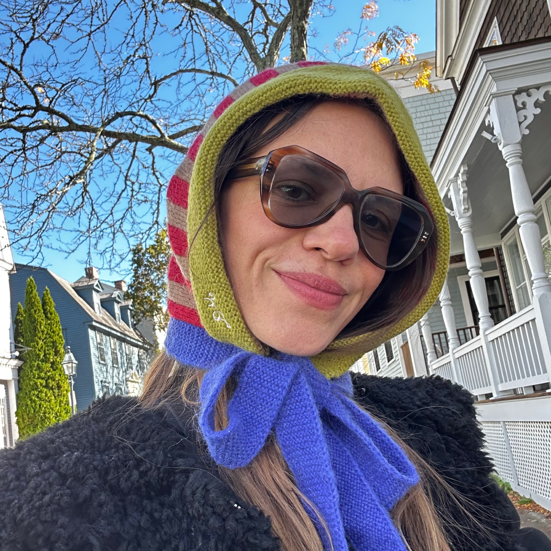 Julia Gall wearing winter hats