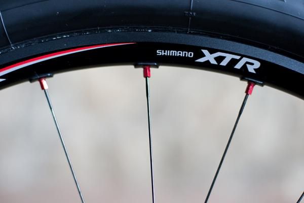 Shimano XTR wheels roll Craig along.