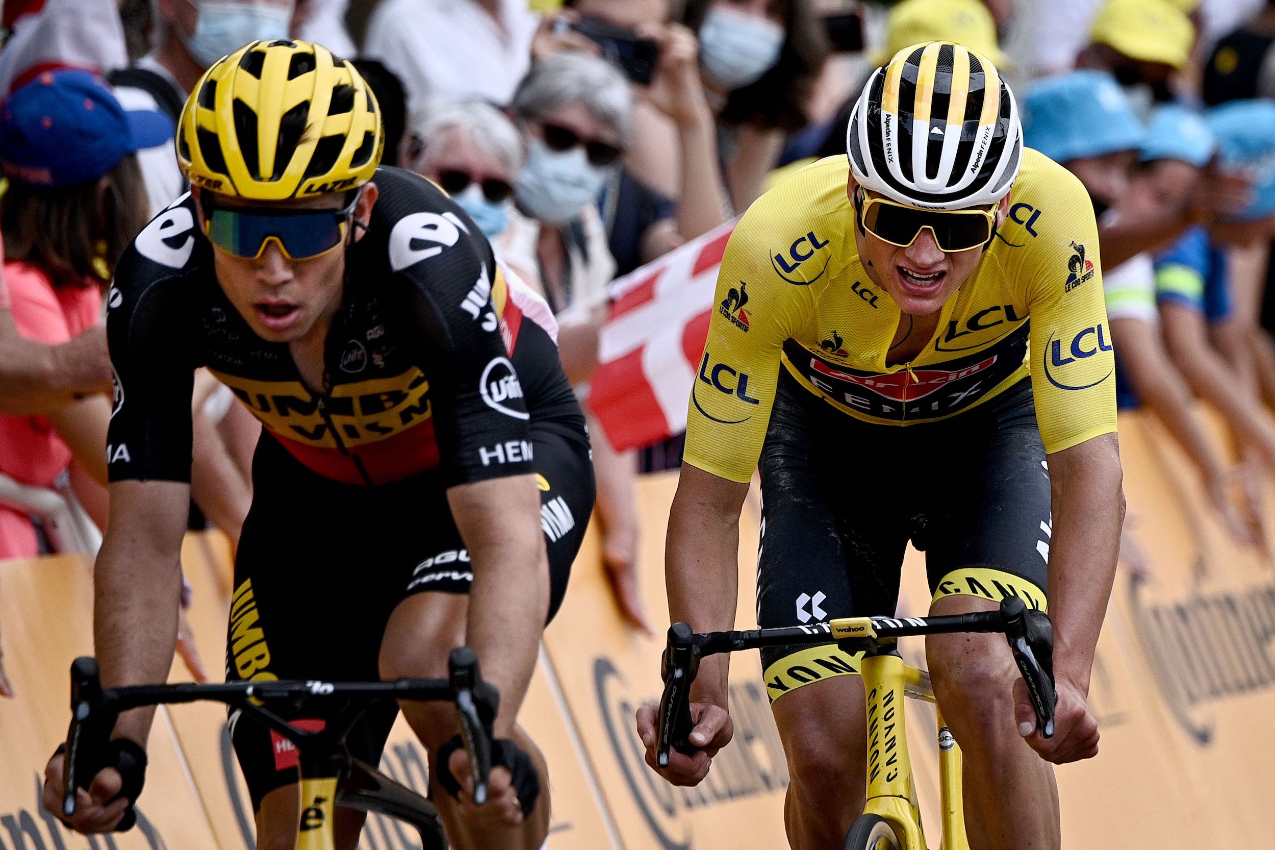 Wout van Aert and Mathieu van der Poel battling for yellow in the first week of the Tour de France 2021