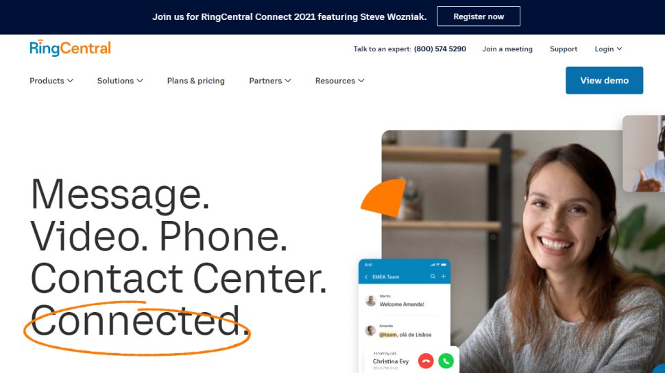 Website screenshot for RingCentral Office