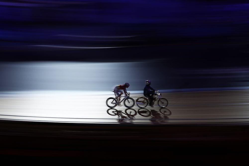 Mathew Rotherham of Great Britain celebrates winning the Keirin Final during day one of the London Six Day Race