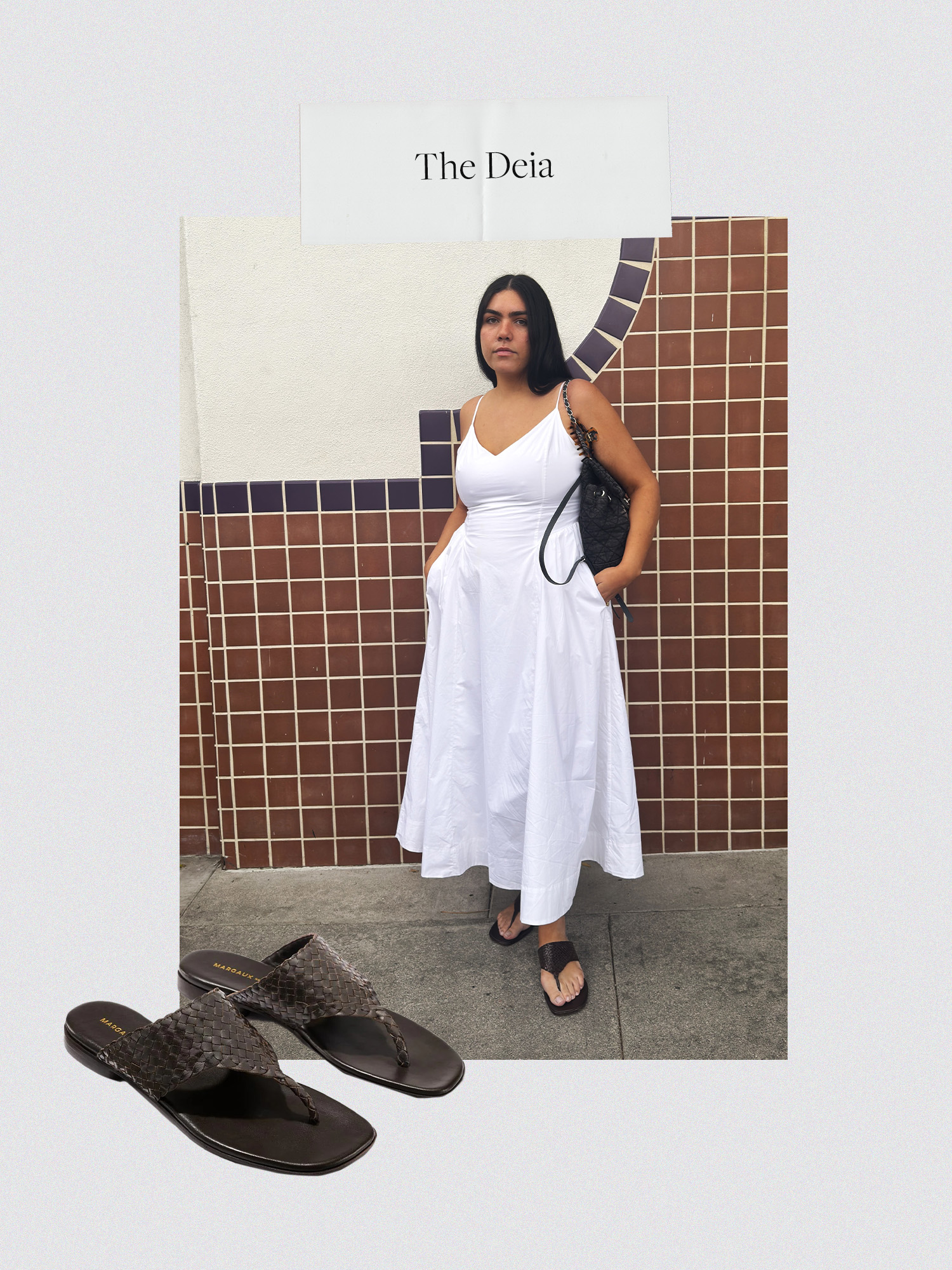 Photo collage of different women wearing Margaux shoes.