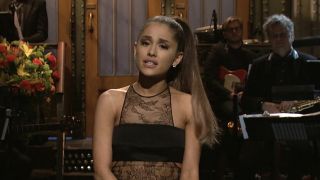 Ariana Grande performing her opening monologue on Studio 8H on SNL