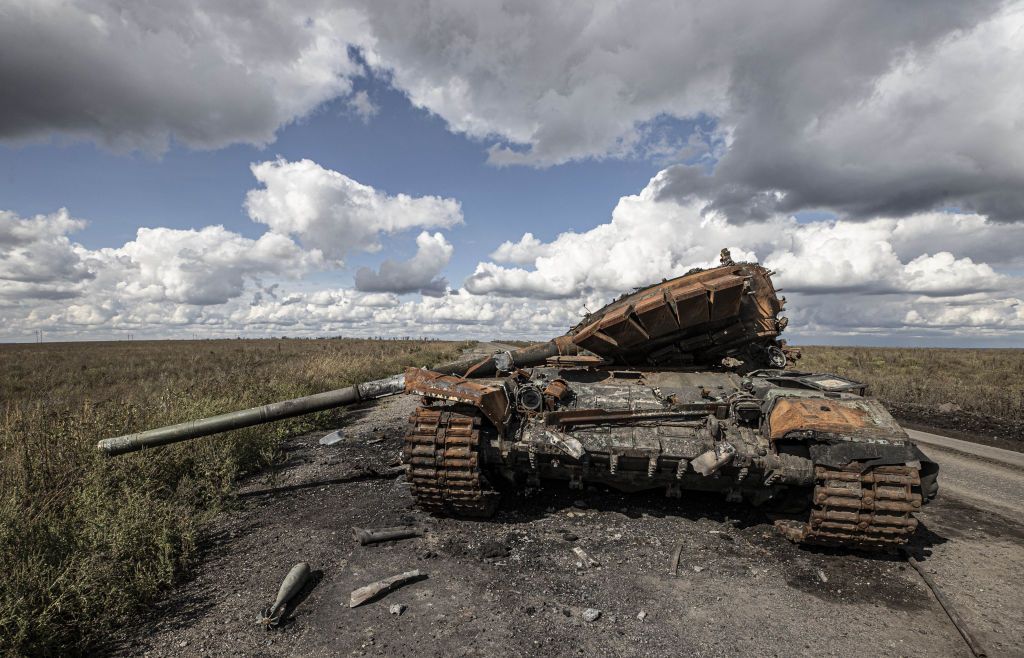 A Russian tank in Kharkiv