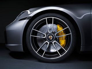 Porsche 911 Turbo S front wheel close-up