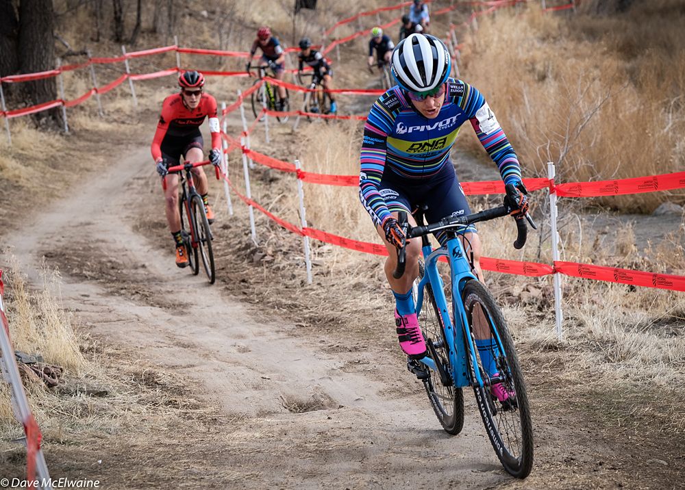 Courtenay McFadden (Pivot) riding in fourth position during lap one