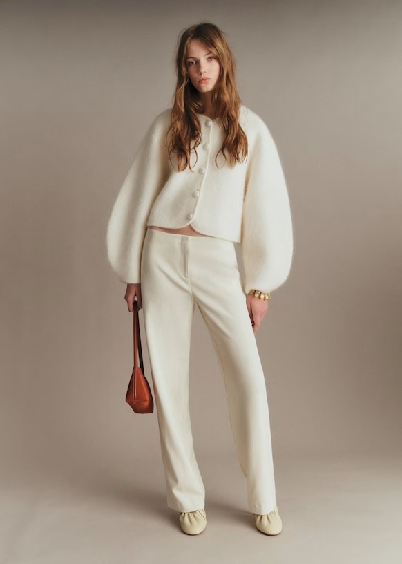 Cotton High Neck Knit Cardigan