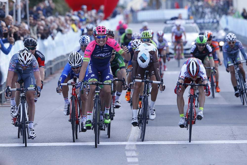 Davide Cimolai hits the line first