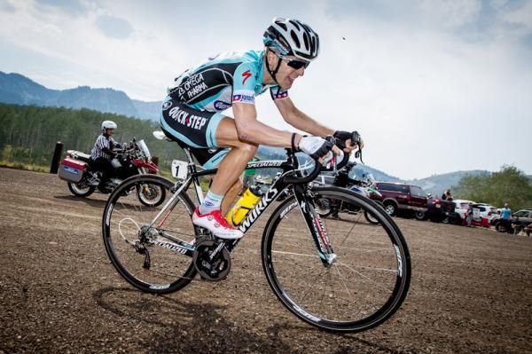 Levi Leipheimer (Omega-Pharma QuickStep) slogs it out on the way to his stage win
