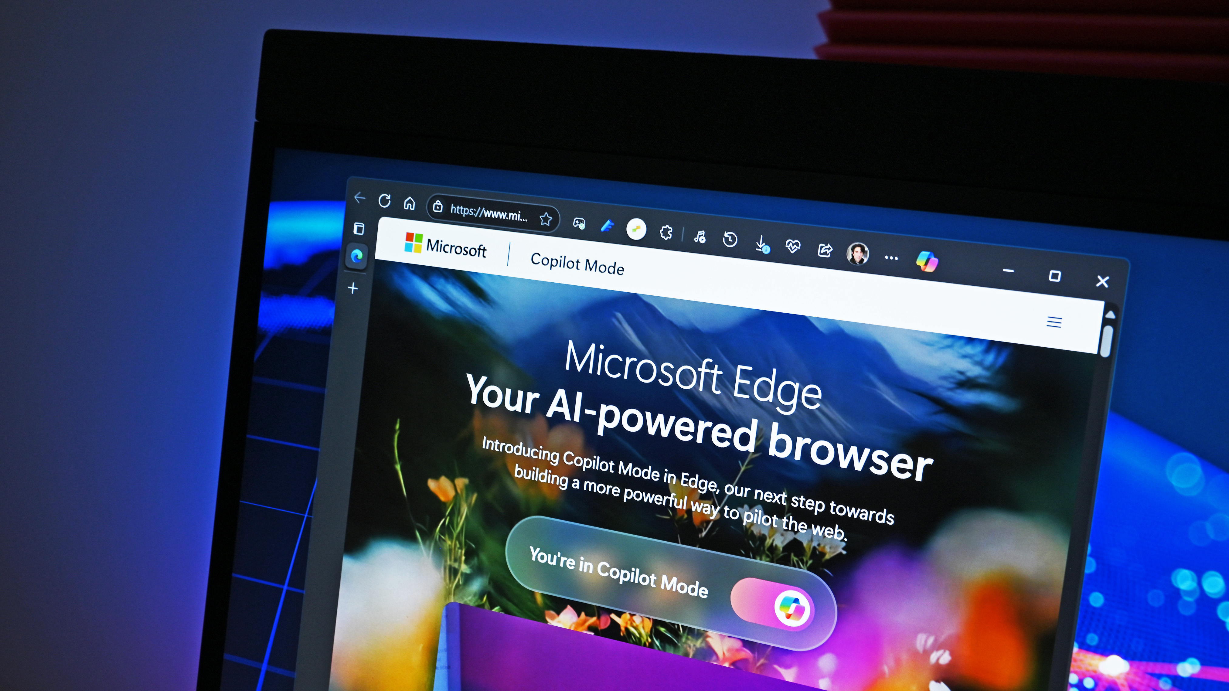 Image of Microsoft&#039;s new Copilot Mode option for its Edge web browser in July 2025.