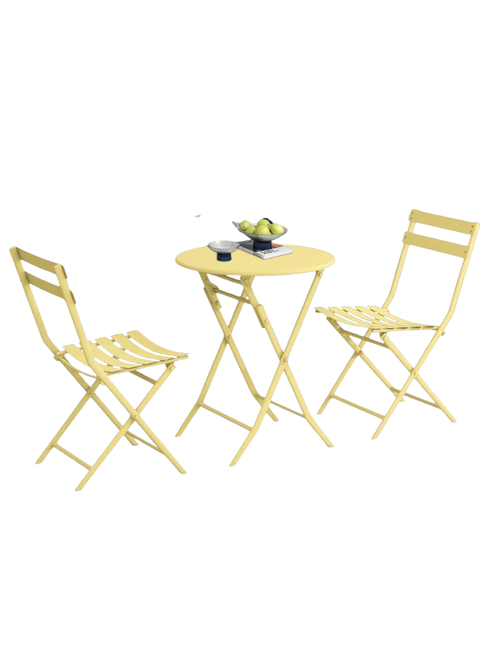 Iron Table and Folding Chairs
