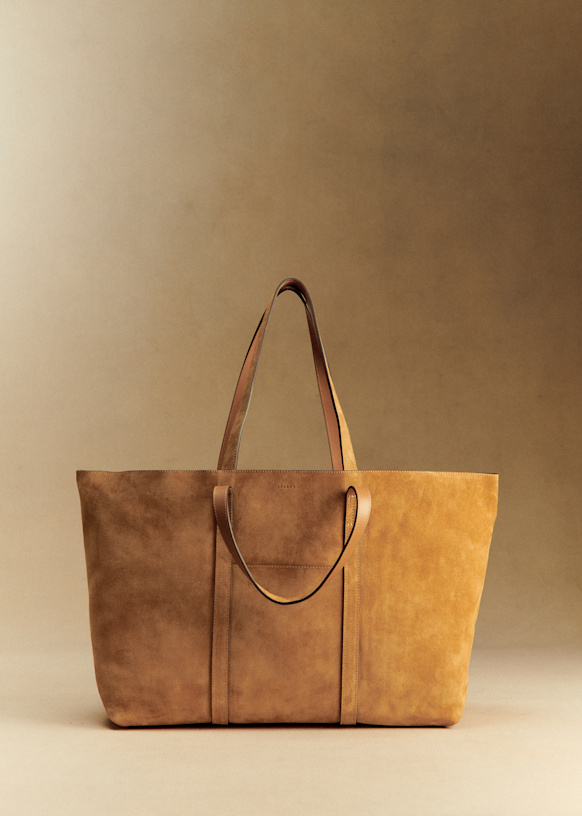 Gabin Maxi Bag - Camel - Split Cowhide Leather - S&amp;eacute;zane