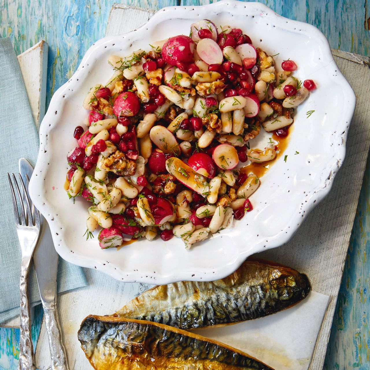 White Bean, Radish and Pomegranate Salad 