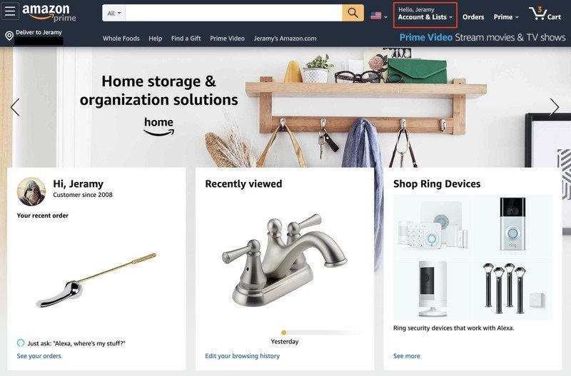 Amazon homepage