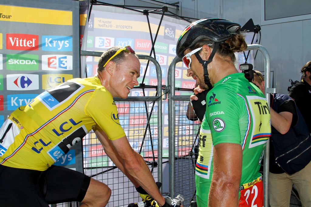 Chris Froome (Team Sky) and Peter Sagan (Tinkoff)