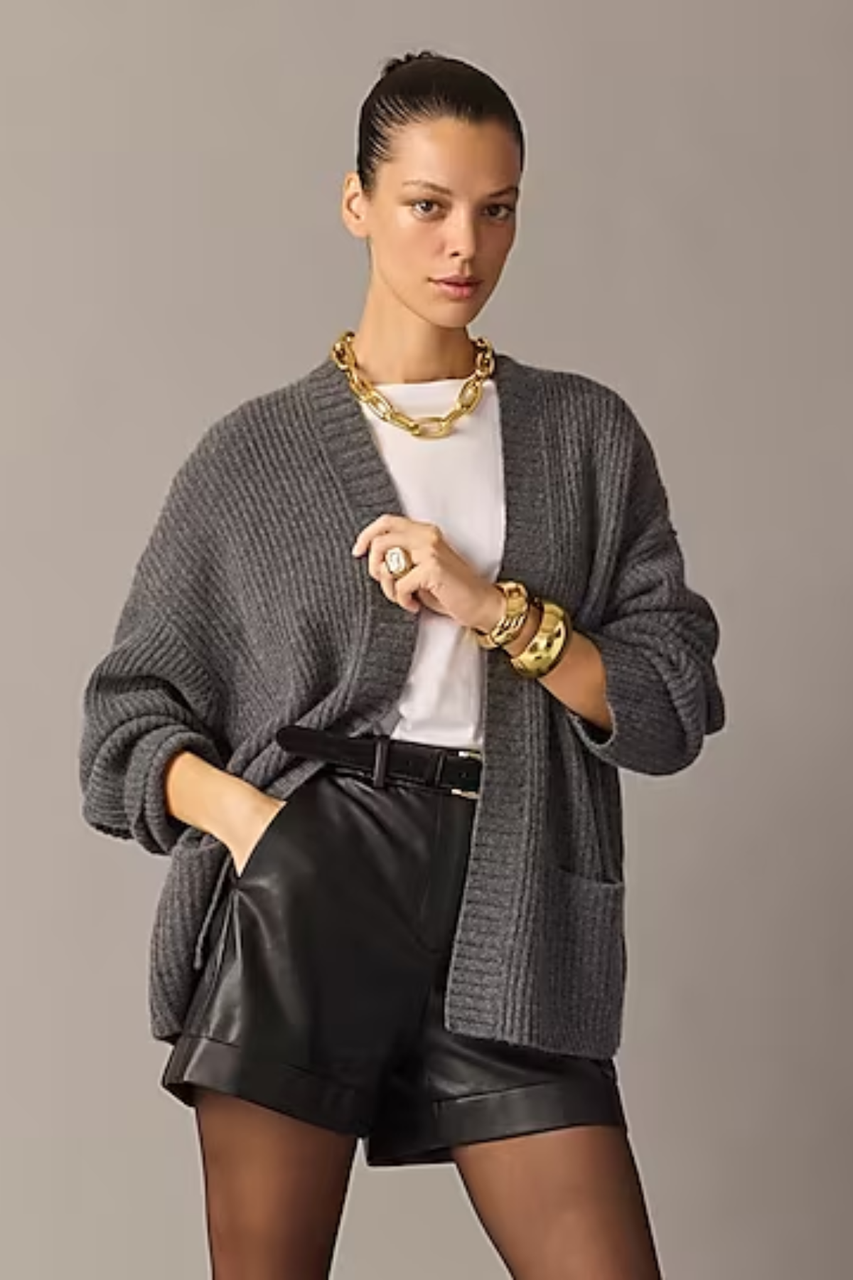 J.Crew Collection ribbed cashmere relaxed cardigan sweater