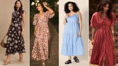Models wearing Next, Boden, Amazon, Mint Velvet dresses to hide a tummy