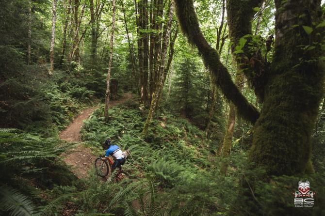 BC Ferries rider Barry Beck motors home through Crumpet woods.