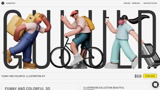 web design trends 2023 - chunky character designs on top of text