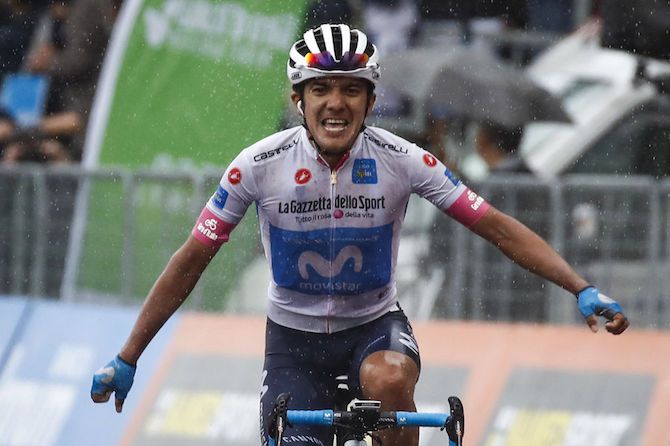 Movistar's Richard Carapaz became the first Ecuadorian ride to win a stage at a Grand Tour when he won stage 8 of the Giro at Montevergine di Mercogliano
