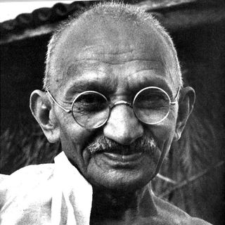 Mohandas K. Gandhi (1869-1948), political and spiritual leader of India.