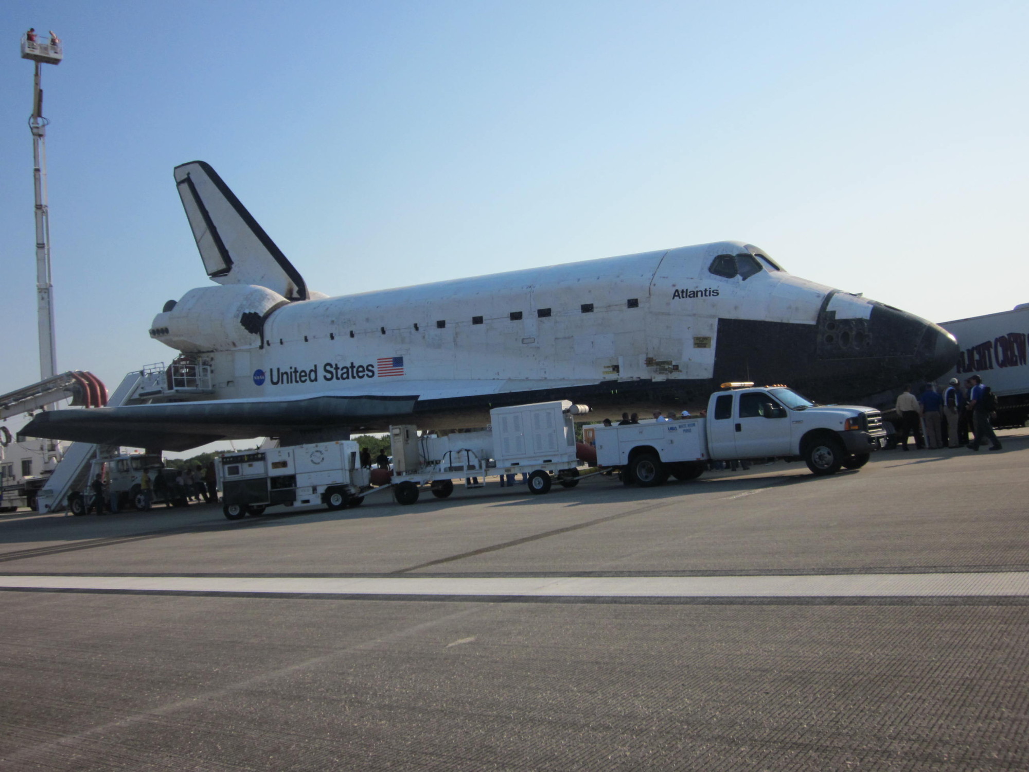 Atlantis Surrounded by Support Vehicles