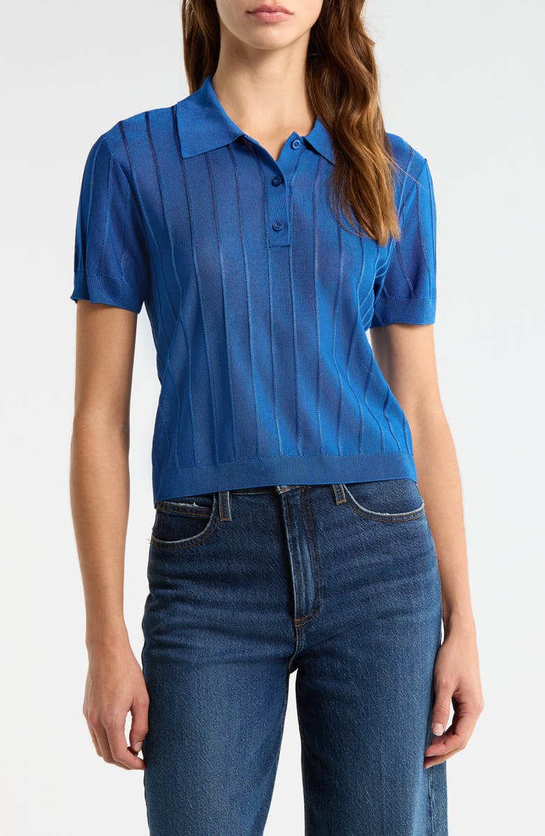Ribbed Polo Knit Top