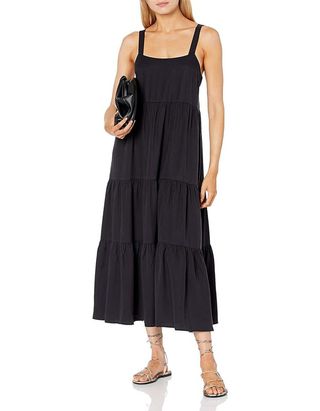 The Drop Women's Britt Tiered Maxi Tent Dress, Off-Black, 2x, Plus Size