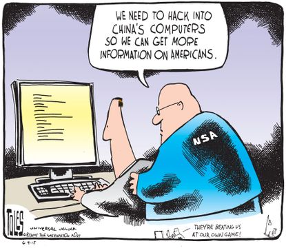 Political cartoon World China Cybersecurity