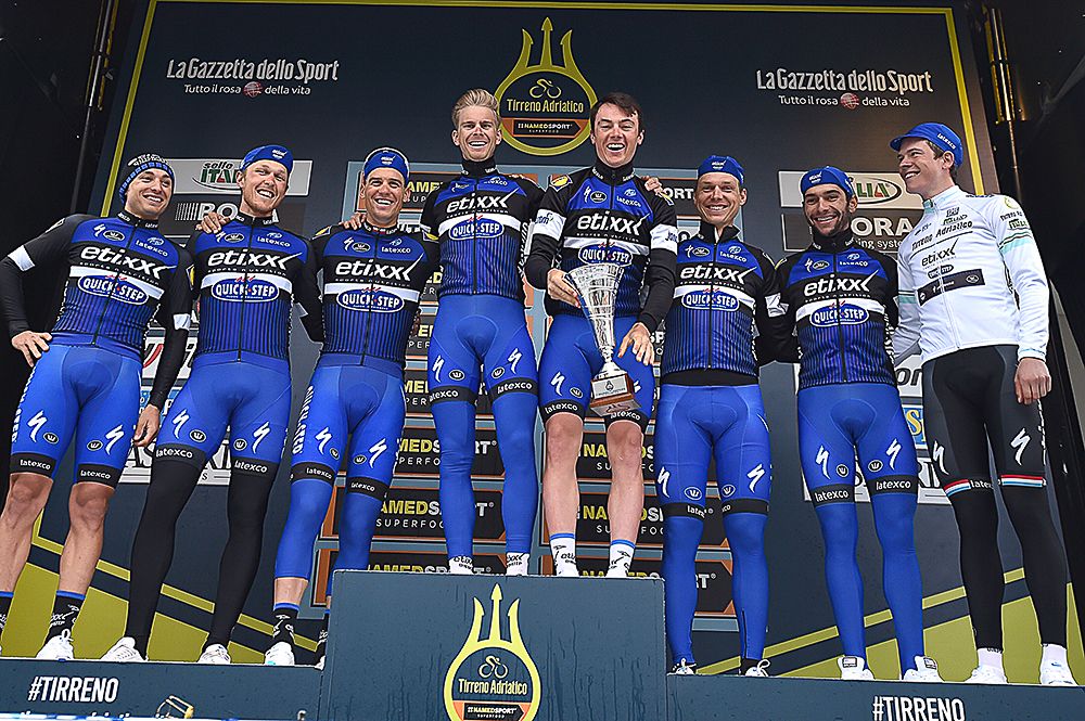 Etixx-QuickStep on the Tirreno-Adriatico podium for best team