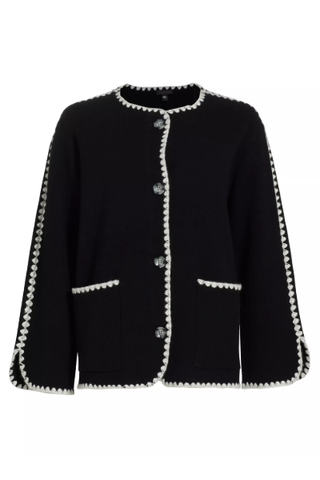 Saks Fifth Avenue Whipstitch-Trim Cashmere Cardigan (Was $395) 