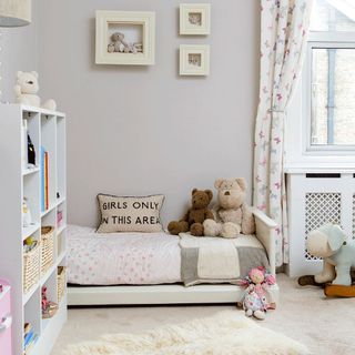 kids room with open cabinet