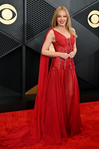 Kylie Minogue, winner of the "Best Pop Dance Recording" award for "Padam Padam", poses in the press room at the 66th Annual GRAMMY Awards held at Crypto.com Arena on February 4, 2024 in Los Angeles, California.