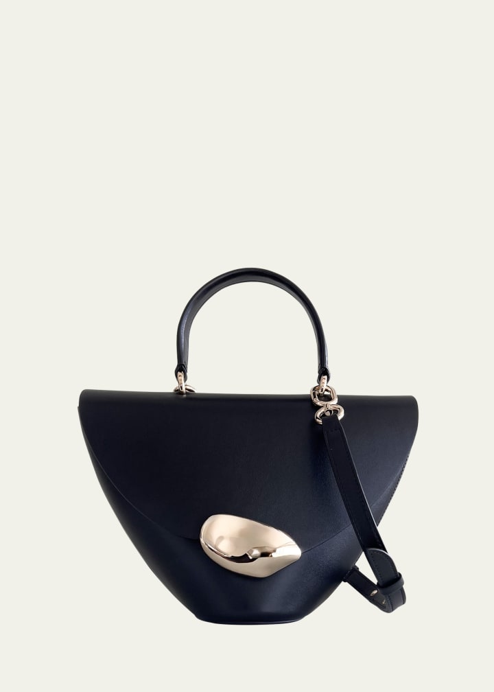 Orb Flap Leather Top-Handle Bag